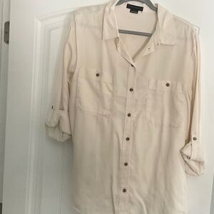 Sanctuary Cream Colored Large Button Down LS Shirt NWOT